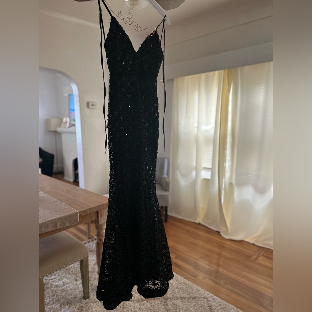 Sparkly black maxi prom dress wedding guest dress